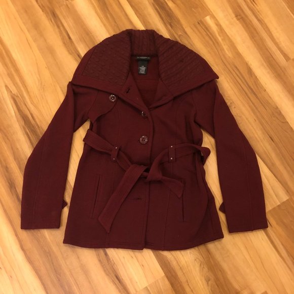 Sebby Collection Burgundy Pea Coat